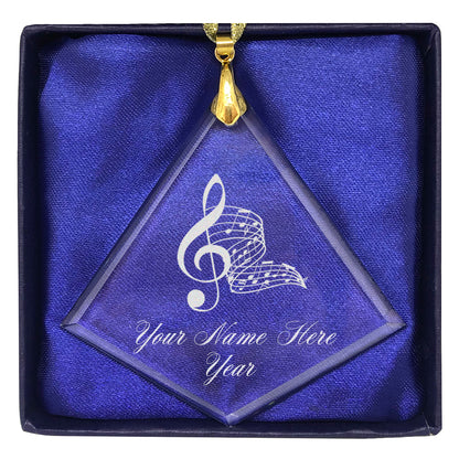 LaserGram Christmas Ornament, Musical Notes, Personalized Engraving Included (Diamond Shape)