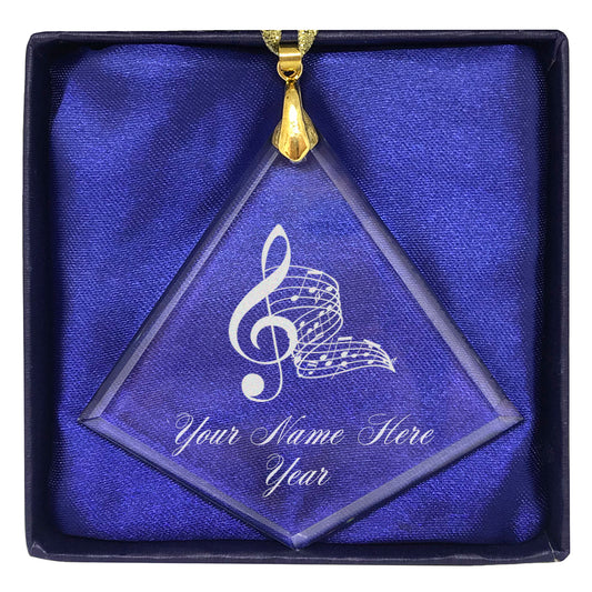 LaserGram Christmas Ornament, Musical Notes, Personalized Engraving Included (Diamond Shape)