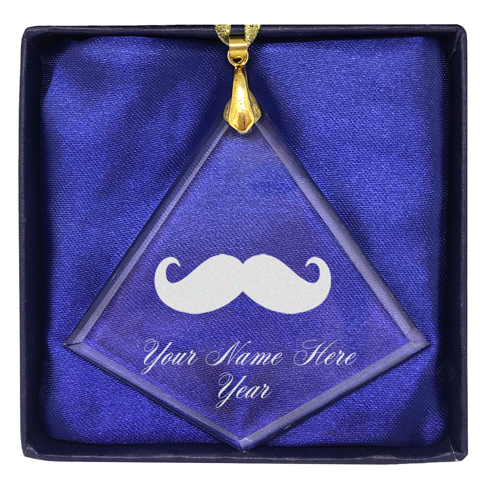 LaserGram Christmas Ornament, Mustache, Personalized Engraving Included (Diamond Shape)