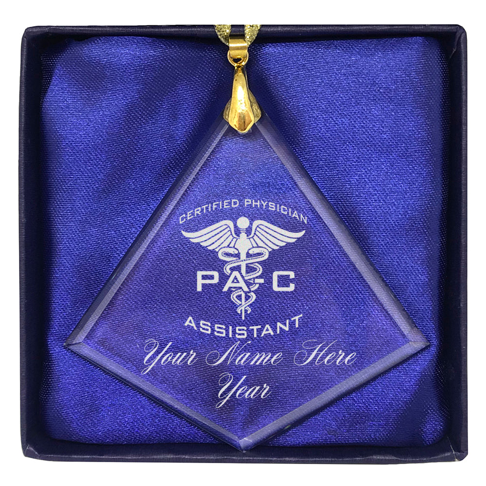 LaserGram Christmas Ornament, PA-C Certified Physician Assistant, Personalized Engraving Included (Diamond Shape)