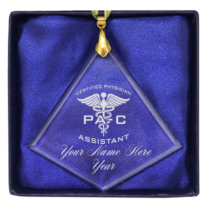 LaserGram Christmas Ornament, PA-C Certified Physician Assistant, Personalized Engraving Included (Diamond Shape)