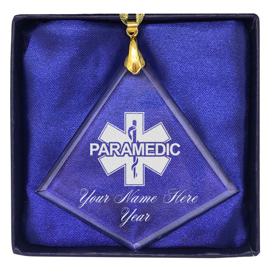 LaserGram Christmas Ornament, Paramedic, Personalized Engraving Included (Diamond Shape)