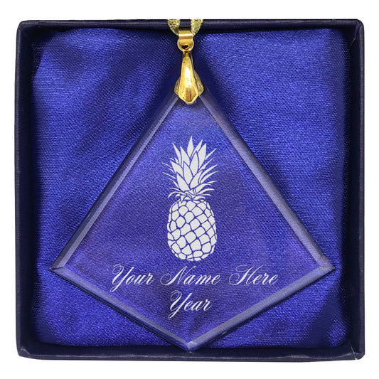 LaserGram Christmas Ornament, Pineapple, Personalized Engraving Included (Diamond Shape)
