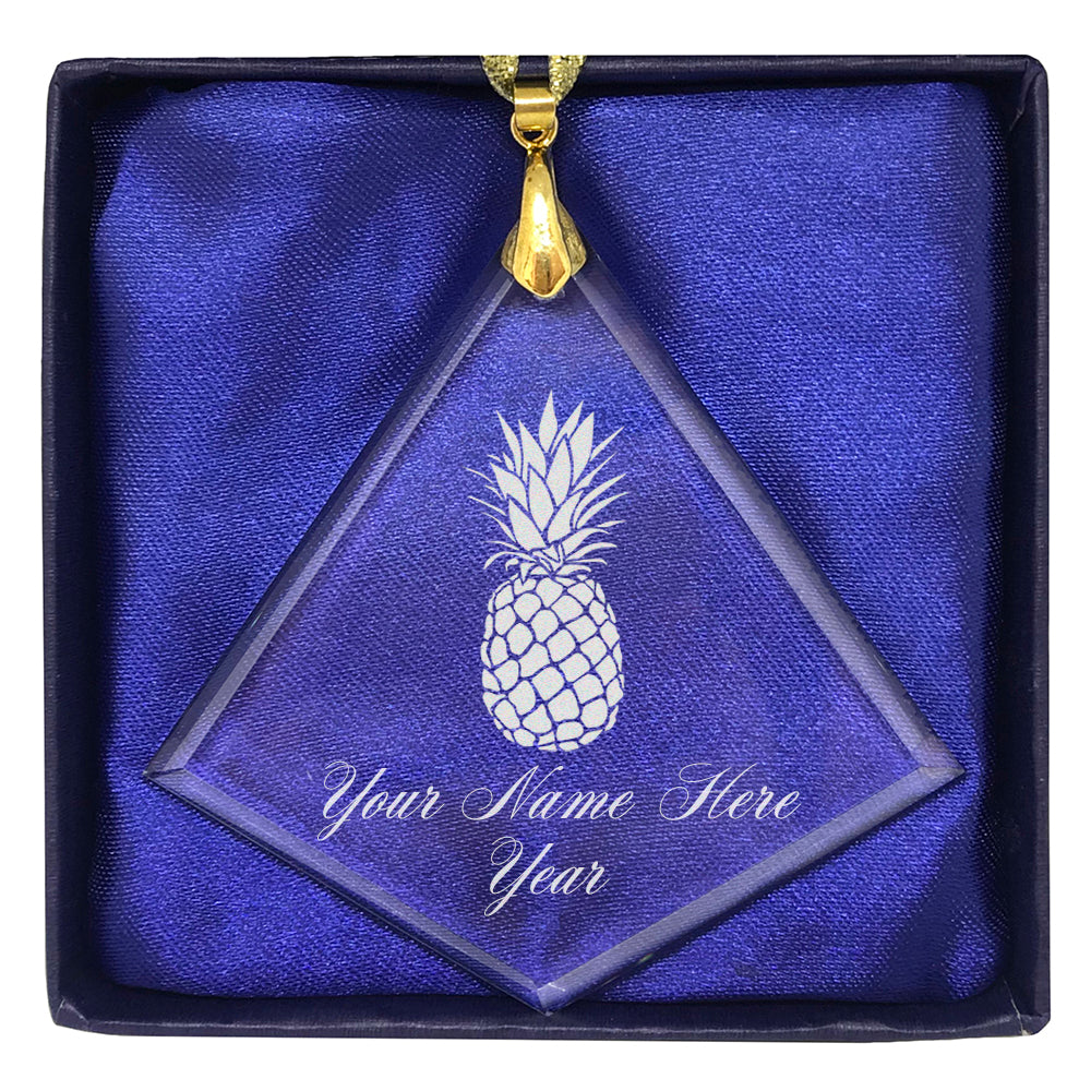 LaserGram Christmas Ornament, Pineapple, Personalized Engraving Included (Diamond Shape)