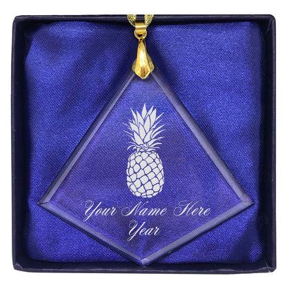 LaserGram Christmas Ornament, Pineapple, Personalized Engraving Included (Diamond Shape)