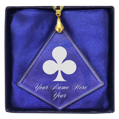 LaserGram Christmas Ornament, Poker Clubs, Personalized Engraving Included (Diamond Shape)