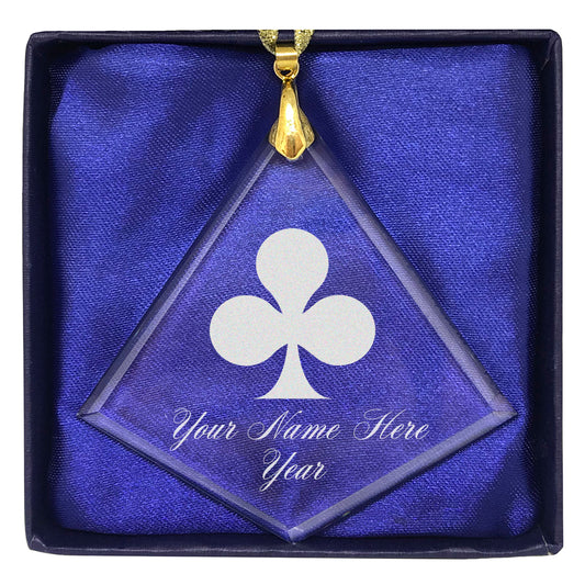 LaserGram Christmas Ornament, Poker Clubs, Personalized Engraving Included (Diamond Shape)