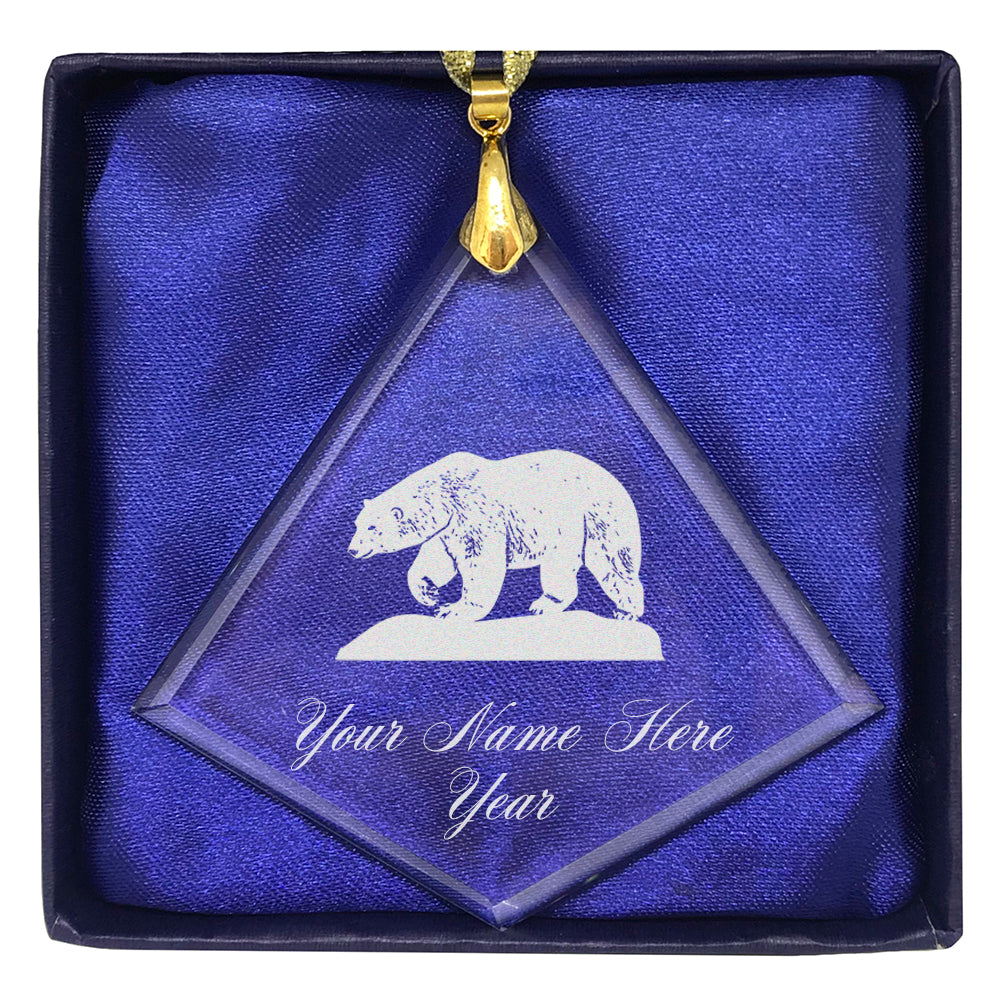 LaserGram Christmas Ornament, Polar Bear, Personalized Engraving Included (Diamond Shape)