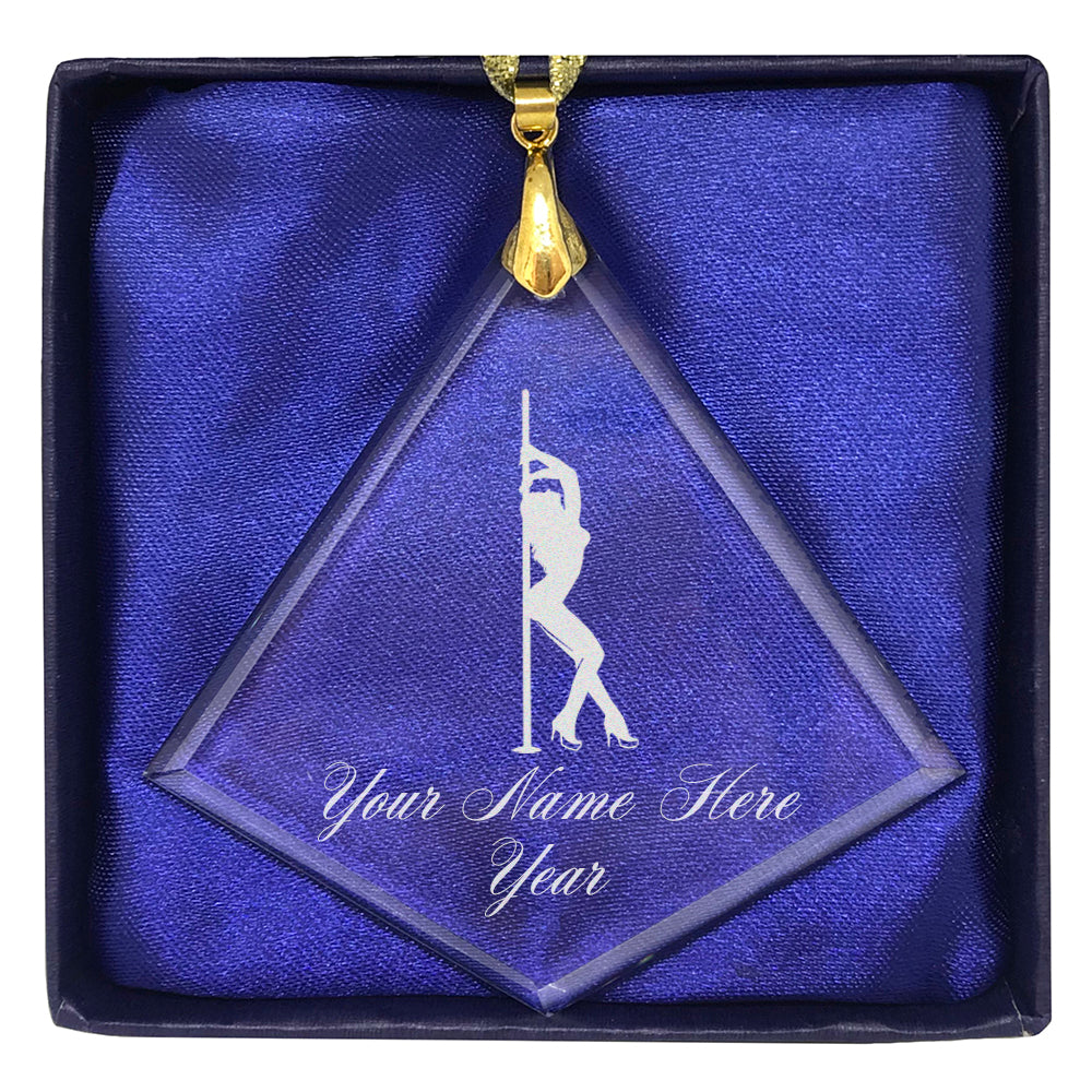 LaserGram Christmas Ornament, Pole Dancer, Personalized Engraving Included (Diamond Shape)