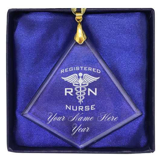 LaserGram Christmas Ornament, RN Registered Nurse, Personalized Engraving Included (Diamond Shape)