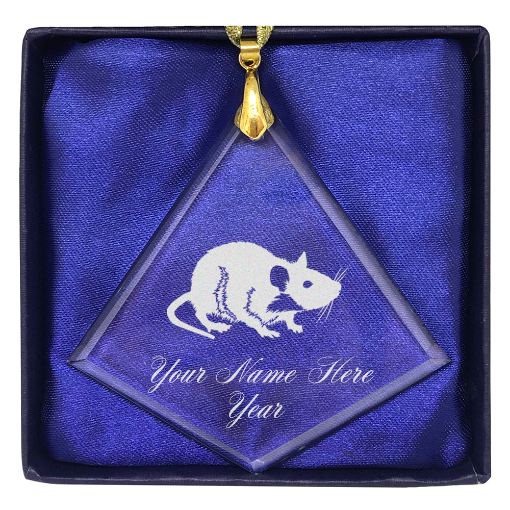 LaserGram Christmas Ornament, Rat, Personalized Engraving Included (Diamond Shape)