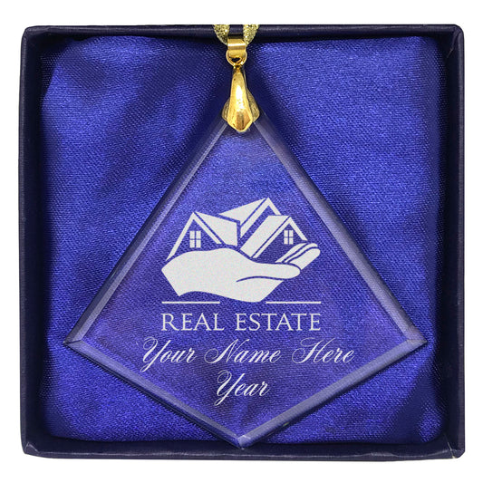 LaserGram Christmas Ornament, Real Estate, Personalized Engraving Included (Diamond Shape)