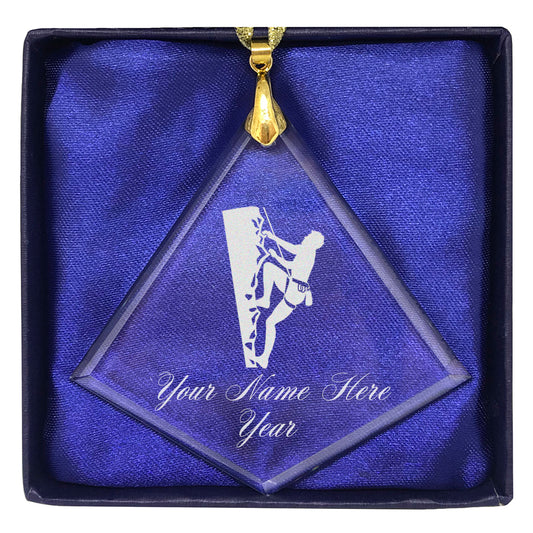LaserGram Christmas Ornament, Rock Climber, Personalized Engraving Included (Diamond Shape)