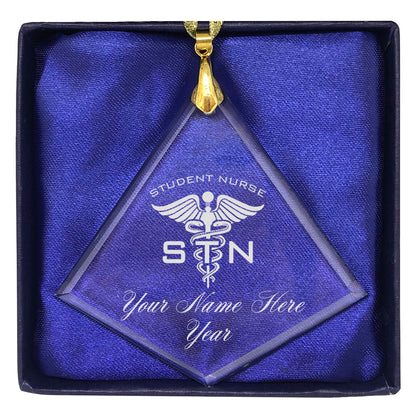 LaserGram Christmas Ornament, STN Student Nurse, Personalized Engraving Included (Diamond Shape)