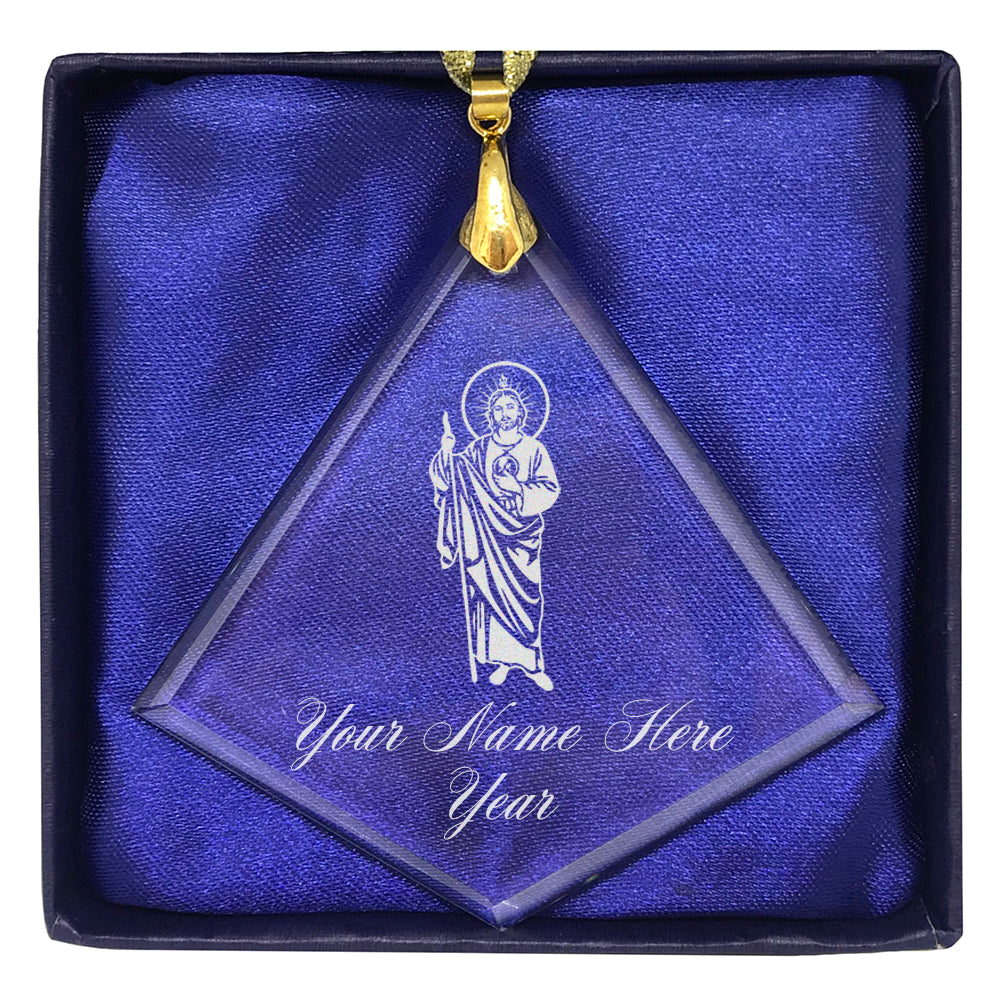 LaserGram Christmas Ornament, Saint Jude, Personalized Engraving Included (Diamond Shape)