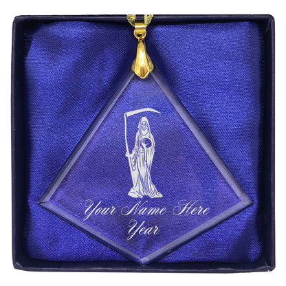 LaserGram Christmas Ornament, Santa Muerte, Personalized Engraving Included (Diamond Shape)