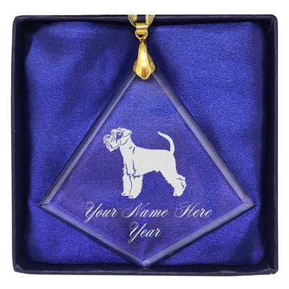 LaserGram Christmas Ornament, Schnauzer Dog, Personalized Engraving Included (Diamond Shape)