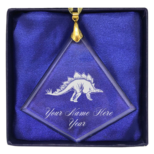 LaserGram Christmas Ornament, Stegosaurus Dinosaur, Personalized Engraving Included (Diamond Shape)