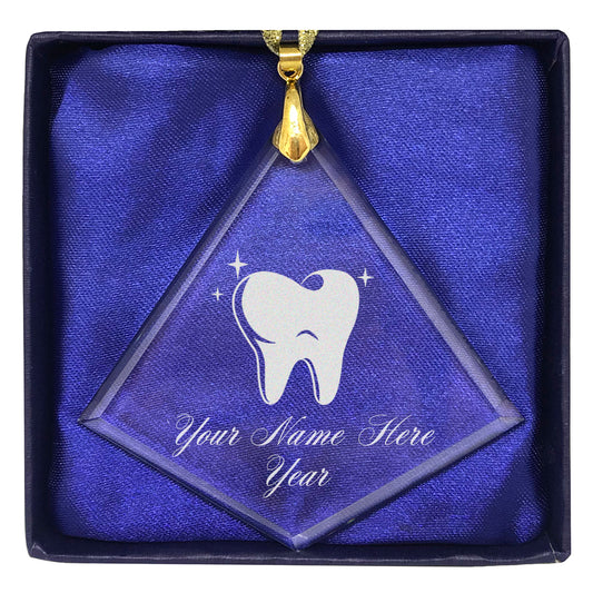 LaserGram Christmas Ornament, Tooth, Personalized Engraving Included (Diamond Shape)