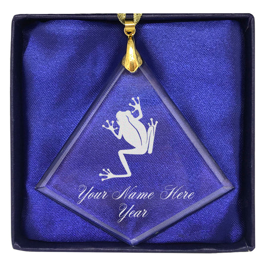 LaserGram Christmas Ornament, Tree Frog, Personalized Engraving Included (Diamond Shape)