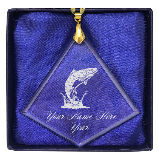 LaserGram Christmas Ornament, Trout Fish, Personalized Engraving Included (Diamond Shape)