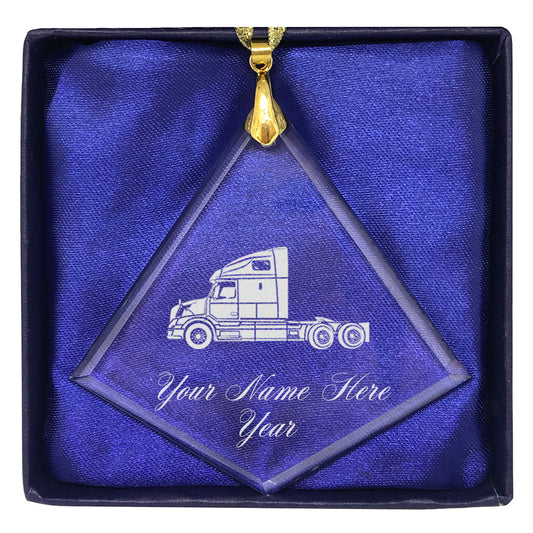 LaserGram Christmas Ornament, Truck Cab, Personalized Engraving Included (Diamond Shape)
