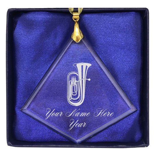 LaserGram Christmas Ornament, Tuba, Personalized Engraving Included (Diamond Shape)