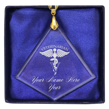 LaserGram Christmas Ornament, Veterinarian, Personalized Engraving Included (Diamond Shape)