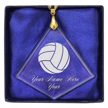 LaserGram Christmas Ornament, Volleyball Ball, Personalized Engraving Included (Diamond Shape)