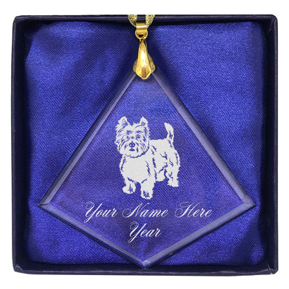 LaserGram Christmas Ornament, West Highland Terrier Dog, Personalized Engraving Included (Diamond Shape)