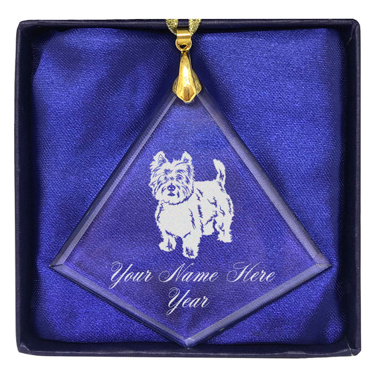 LaserGram Christmas Ornament, West Highland Terrier Dog, Personalized Engraving Included (Diamond Shape)