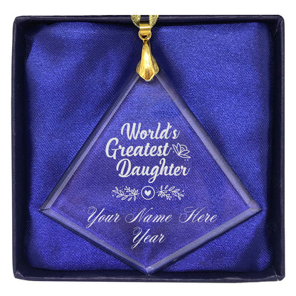 LaserGram Christmas Ornament, World's Greatest Daughter, Personalized Engraving Included (Diamond Shape)