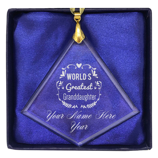 LaserGram Christmas Ornament, World's Greatest Granddaughter, Personalized Engraving Included (Diamond Shape)