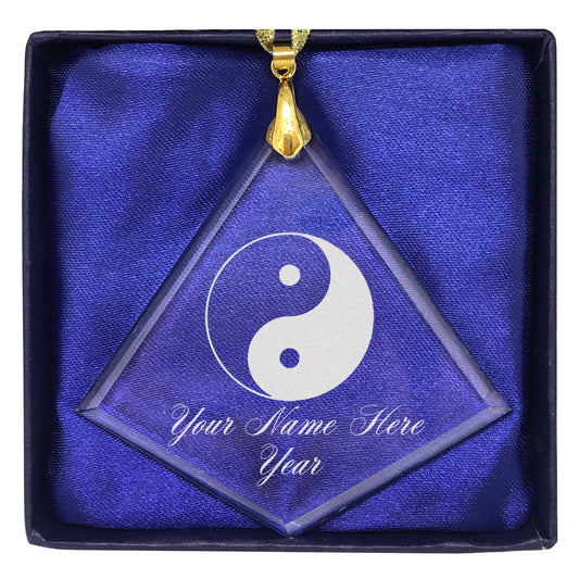 LaserGram Christmas Ornament, Yin Yang, Personalized Engraving Included (Diamond Shape)