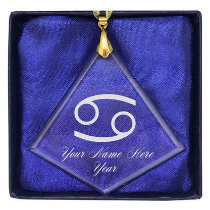 LaserGram Christmas Ornament, Zodiac Sign Cancer, Personalized Engraving Included (Diamond Shape)