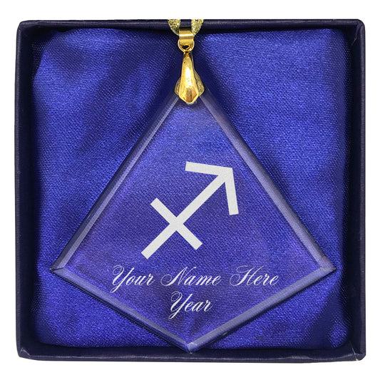 LaserGram Christmas Ornament, Zodiac Sign Sagittarius, Personalized Engraving Included (Diamond Shape)