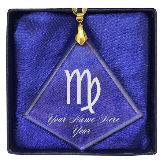 LaserGram Christmas Ornament, Zodiac Sign Virgo, Personalized Engraving Included (Diamond Shape)