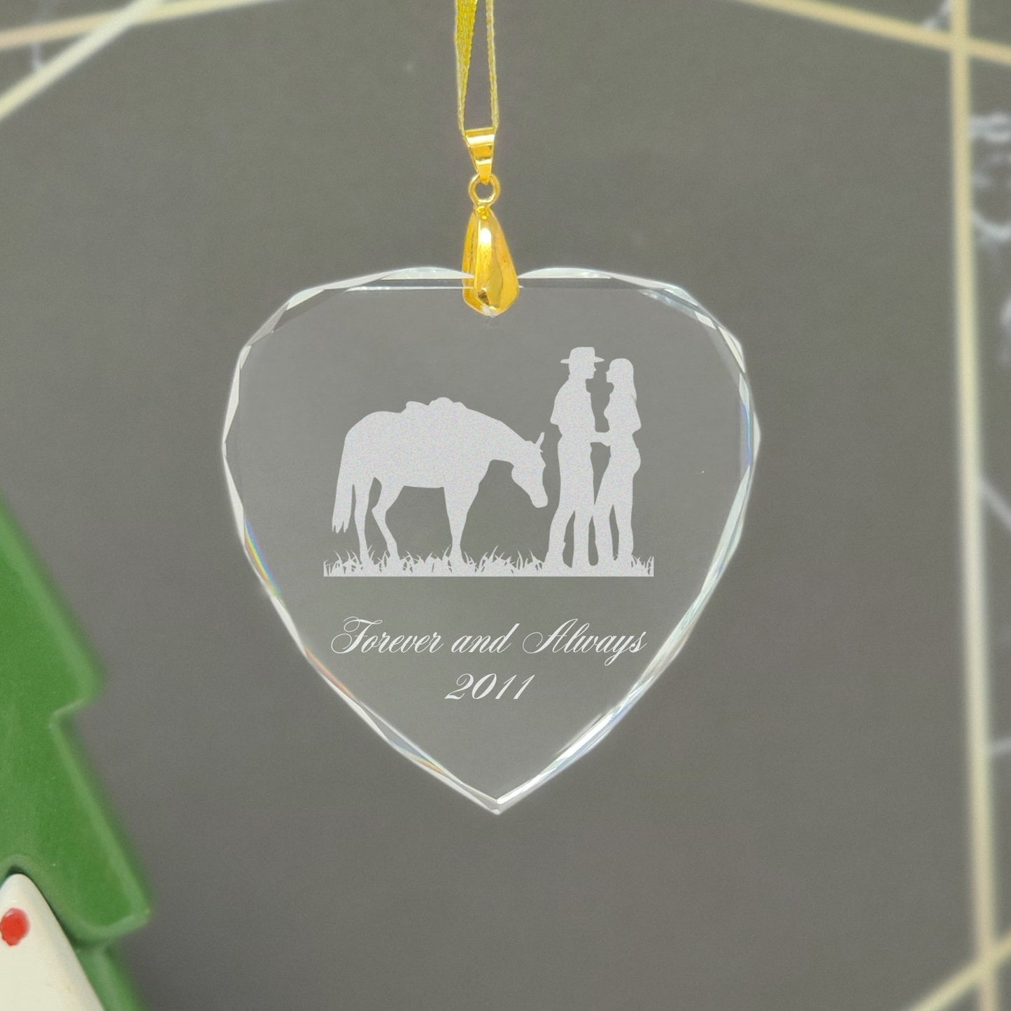LaserGram Christmas Ornament, Hummingbird, Personalized Engraving Included (Heart Shape)