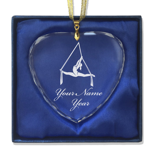 LaserGram Christmas Ornament, Aerial Silks, Personalized Engraving Included (Heart Shape)