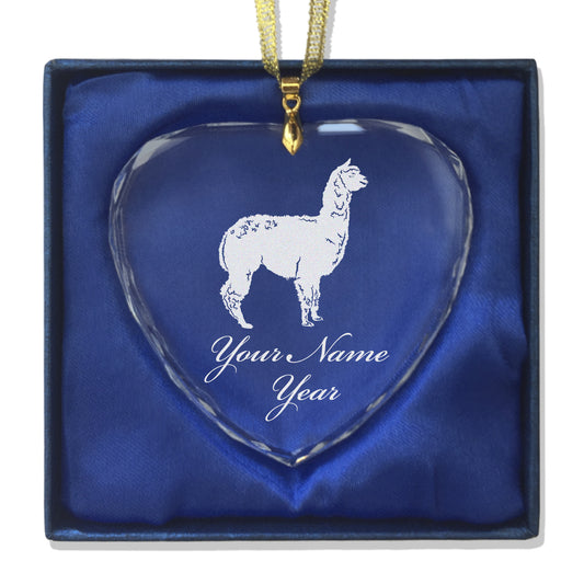 LaserGram Christmas Ornament, Alpaca, Personalized Engraving Included (Heart Shape)