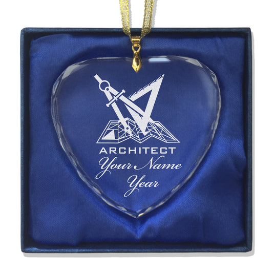 LaserGram Christmas Ornament, Architect Symbol, Personalized Engraving Included (Heart Shape)