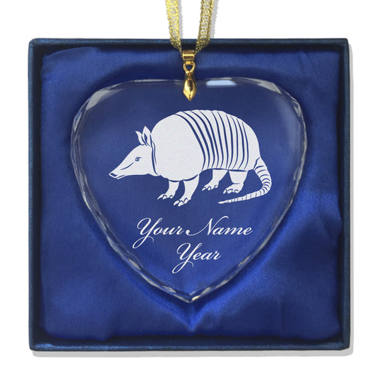 LaserGram Christmas Ornament, Armadillo, Personalized Engraving Included (Heart Shape)