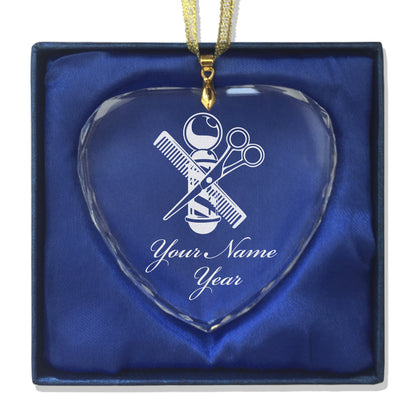 LaserGram Christmas Ornament, Barber Shop Pole, Personalized Engraving Included (Heart Shape)