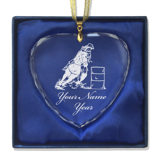 LaserGram Christmas Ornament, Barrel Racer, Personalized Engraving Included (Heart Shape)