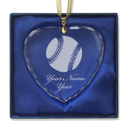 LaserGram Christmas Ornament, Baseball Ball, Personalized Engraving Included (Heart Shape)