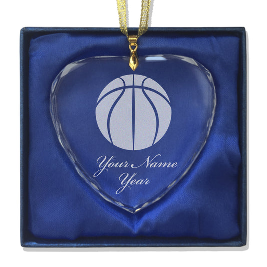 LaserGram Christmas Ornament, Basketball Ball, Personalized Engraving Included (Heart Shape)