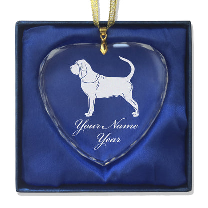 LaserGram Christmas Ornament, Bloodhound Dog, Personalized Engraving Included (Heart Shape)