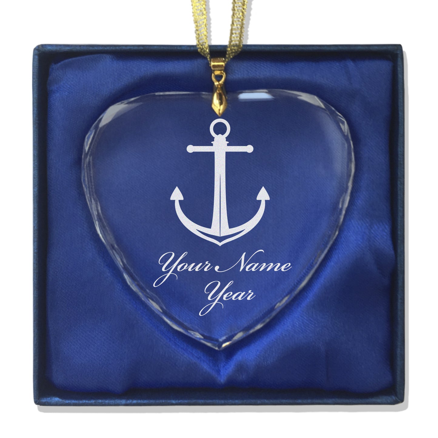 LaserGram Christmas Ornament, Boat Anchor, Personalized Engraving Included (Heart Shape)