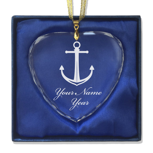 LaserGram Christmas Ornament, Boat Anchor, Personalized Engraving Included (Heart Shape)