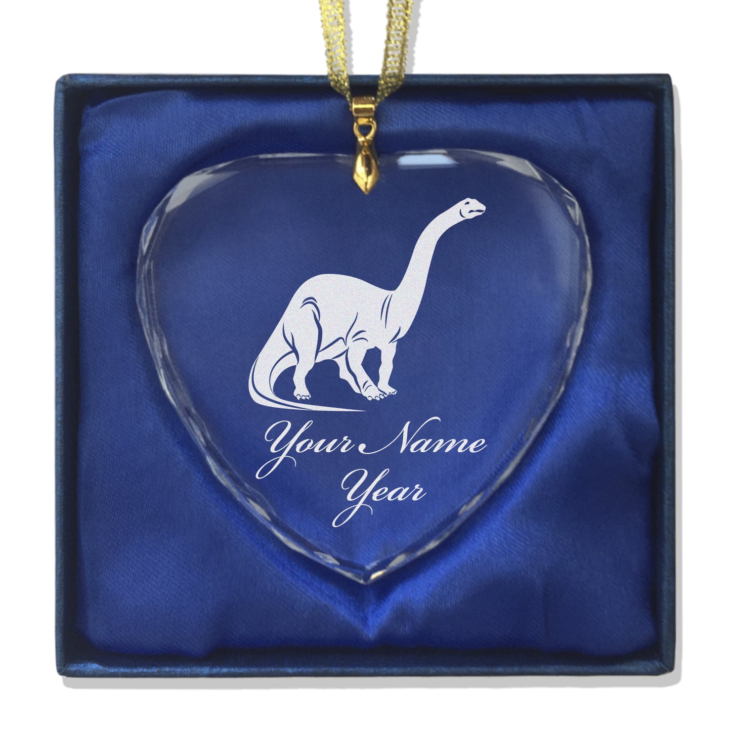 LaserGram Christmas Ornament, Brontosaurus Dinosaur, Personalized Engraving Included (Heart Shape)